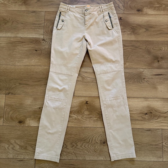 BOSS ORANGE Pants - Boss Orange Slim Fit Khaki Pants Women's 4 Beige Zipper Pocket Moto Style